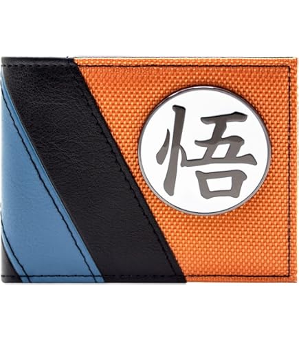 Bioworld Dragon Ball Z Anime Son Goku Tri-Fold Snap Closure Chain Wallet