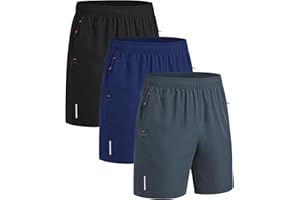 kuzwufs 3er Pack Sporthosen Herren Kurze Sommer Jogginghose Sport Shorts Mit Taschen Fussball Hose Kurz Tennishose Basketball Hose Männer Fitness Shorts Turnhose