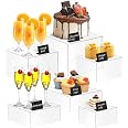 6PCS Clear Acrylic Display Risers & Stands - Stackable Nesting Buffet Risers, Food Risers for Cake Dessert | Jewelry Collecti