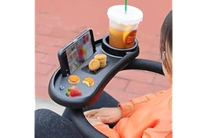 EUMMY Baby Stroller Snack Tray with Cup Holder Universal Stroller Food Tray Removable Multifunction Stroller Organizer with Adjustable Buckle and Hooks Reusable Pushchair Cup Holder (38×14×5.5cm)