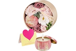 ANBET Mujer Flores de Jabon Rosas Artificiales con Vela Aromatica Personalizados Regalo dia de la Madre para Mama día de San Valentín Navidad Boda Original Decorar