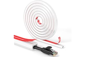 AOCII Canalina Passacavi Auto-adesiva da 4 meter, Canalina Passacavi Copricorda in PC Morbido, Canalina Passacavi Muro Adesiva, per Home Ufficio, 2 x 15mm (W) x 10mm (H) x 2meter (L), (4-meter), bianco
