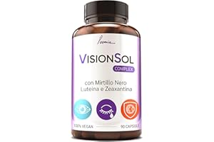 Integratore Occhi Vista Luteina e Zeaxantina Alto Dosaggio 90 Capsule Con Zinco Licopene Mirtillo Nero Vite Rossa Antiossidante Per Occhi Vitamina A B12 Vegano Vision Sol Poemia