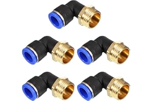 PATIKIL Raccordo a Compressione 1/2", 5Pz Maschio Pt Filettato a 90 Gradi a Tubo 12mm Raccordi Aria Compressa Gomito e Dritto per Raccordo Tubo Aria, Adattatore Rapido Pneumatico, Blu