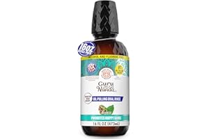 GuruNanda CocoMint Oil Pulling Mouthwash for Complete Oral Hygiene, 7 Essential Oils & Vitamins for Happy Teeth & Gums & Fresh Breath, Alcohol-Free, (473ml)