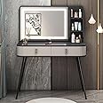 TTQKBIM Dressing table,makeup table,vanity table,makeup mirror with LED lighting, bedside table, desk, storage cabinet, all in one 100x40cm (Grey)