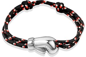 Ernestine - Bracelet Boxe acier inoxydable réglable - Idée cadeau boxeur homme sport combat - Bracelet gant de Boxe sport - Cadeau Homme Noël anniversaire fête des pères - garçon bijoux sports