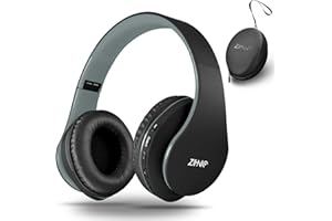 ZIHNIC Bluetooth Headphones Over-Ear, Foldable Wireless and Wired Stereo Headset Micro SD/TF, FM for Cell Phone,PC,Soft Earmuffs &Light Weight for Prolonged Waring(Gray)