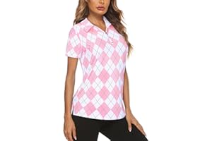Gemulate Women's Short Sleeve Polo Shirts Floral Golf Tennis Zip Up Gym Tops Ladies Golf Tops Moisture Wicking Workout Sports Running Tshirt M-3XL