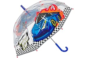 PERLETTI Paraguas Niños 3 4 5 Años Transparente a Cúpula Burbuja - Sombrilla Lluvia Infantiles Detalles Reflectantes Alta Visbilidad - Paraguas Niño Niña Antiviento - Diámetro 64 cm