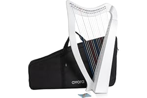 Avora Keltische Harfe 19 Saiten Weiß – Handgefertigte Harfe mit Tasche & Stimmschlüssel – Diatonisch in C-Dur - Mit Feinstimmern - Leicht & kompakt für flexible Nutzung - Stilvoll in Weiß