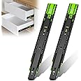 SYOSI 2Pcs Drawer Slides, Soft Close Full Extension Drawer Runners 3 Folds Thicker Stainless Steel Ball Bearing Slides Cabinet Rails Track (350mm)