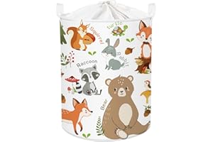Clastyle Cesto Portabiancheria Animali Bosco Cestino Portaoggetti Foglie Cesta Biancheria Genitori per Organizzare Giocattoli Vestiti,Orso,36x45 cm