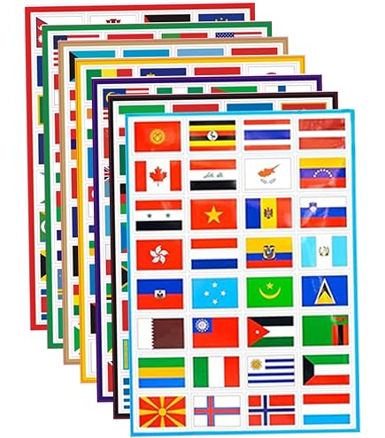 Autocollants Drapeaux Europe - Lot De 63 | Vinyle Résistant