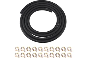 AFNCX Kit tubo benzina 3 m di tubo carburante da 4.8 mm di diametro con 20 fascette in acciaio inox 304, tubo benzina flessibile multiuso per moto e auto