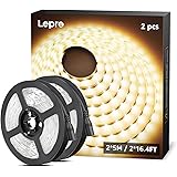 Lepro LED Strip Warmweiss, 10M(5M*2) LED Streifen 12V Selbstklebend, Band jeder mit 300 Stück 2835 LEDs 2300 Lumen, 3000K War