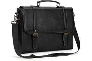 IGOLUMON Bolso Hombre Bandolera Impermeable Cuero PU Maletin Portatil 15,6 Pulgadas Vintage Mensajero Maletín Ordenador Trabajo Ejecutivo Hombre