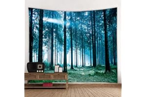 RAILONCH - Arazzo da parete con stampa digitale, in morbido tessuto in microfibra, decorazione per camera, letto matrimoniale, motivo: foresta, A, 180x230 cm