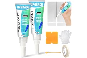 HALLDELI Tile Grout Repair Kit, 2 Pack Grout Pen with Tools for Bathroom and Kitchen Tile Joints Line, Gaps on Porcelain Sink, Tub, Toilet, Fast Drying and Waterproof Grout Reviver (White)
