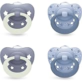 NUK First Choice Classic Baby Pacifier | 6-18 Months | Orthodontic Pacifiers | 95% Baby Acceptance** | Blue | 4 Count