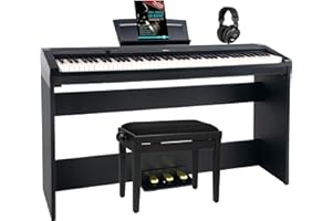 Steinmayer P-60 SM Stagepiano Home Set (88 Tasten und passendem Unterbau, Hammermechanik, Anschlagdynamik, 128-fach polyphon, 14 Sounds, inkl. Pianobank, Kopfhörer, Notenhalter, & Noten) schwarz