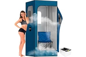 Adamson Sauna Portatile a Vapore - Vasca Sauna + Sauna da Casa 2.6L 1000W + Sedia + Telecomando + Massaggiatore Pedale & Tappettino Antiscivolo - Nylon Blu