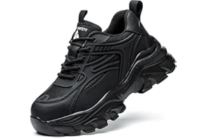 Micoklinlin Damskie buty robocze, modne buty ochronne, lekkie, stalowe noski, dla kobiet, z odblaskowymi paskami