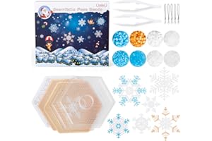 LIHAO 4000 Bügelperlen Weihnachten Steckperlen Set mit Steckplatte Zubehör Schneeflocken Muster in Geschenkpackung (MEHRWEG)