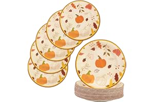 AHPYEUHK Piatti Carta 50 Pezzi Stoviglie per Feste 17,8cm Usa e Getta Rotondi Piatti in Carta per Compleanno, Festa, Matrimonio (autunno)
