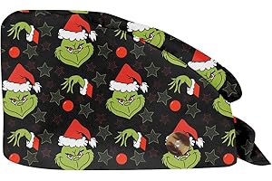 XYYYHTL Antipolvere Donna Cappello Cuffie Chirurgiche per Infermiera Dottore Infermiera Cuoco cosmetologi Cappello con Stampa Natalizia Cuffia Chirurgica con Fascia Regolabile