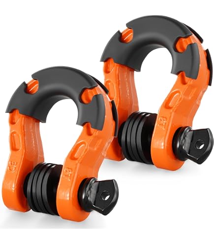 2x 4.75 Ton D-Shackle Recovery Tow Kit – 20mm Forged Steel, Black/Red, For 4WD & Caravans