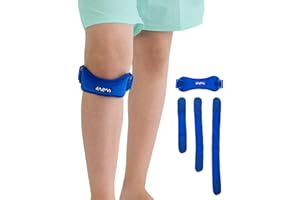 KARM Fascia Ginocchio Bambini - regolabili, per morbo di Osgood-Schlatter, sport, dolore al ginocchio e legamento collaterale mediale, per bambino e bambine (blu)