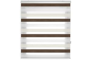 Blindecor Lira estor enrollable noche y día, tricolor marrón, crema, blanco, 140 x 180 cm (ancho x alto). Tamaño de la Tela 137 x 175 cm. Estores noche y dia elegantes