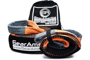GA GEARAMERICA GearAmerica Tree Saver Winch Strap 3" X20' Heavy Duty 3,000 Lbs (17.5 Tons) Strength Off-Road Towing Rope For Jeep Or Truck Reinforced Loops with Orange Storage Bag