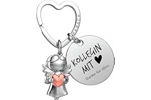 FABACH Beste Kollegin Schlüsselanhänger Schutzengel Glücksbringer mit Herz und Gravur - Abschied Kollege Abschiedsgeschenk - Geschenke Arbeitskollegin Geschenk für Kollegin mit Herz