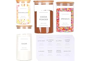 FIX SPACE 96 etichette per dispensa da forno – etichette impermeabili per dispensa, barattoli di vetro, contenitori per bottiglie e barattoli Kilner per conservare e cuocere elementi essenziali per la cucina