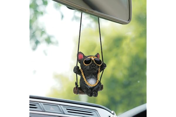 OOTSR Ornement de Voiture Bouledogue, Accessoires Suspendus Mignons pour Voiture Chien,décoration de Pendentif de Voiture Chien pour rétroviseur avec Corde