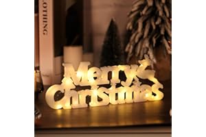 BLOOMWIN Merry Christmas Luz de Feliz Navidad 28cm Letrero de Letras LED iluminadas Colgante Decoraciones Navideñas Adorno Navidad para Puerta Ventana Pared Escaparates Árbol de Navidad