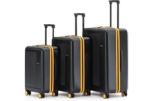 MOKOBARA Transit Set of 3 Trolley Bag (54cm 64cm 74cm) Black & Yellow | Cabin 40L Check-in 65L Check-in Large 100L Polycarbonate Hardshell 360° 8 Silent Ninja Wheels Premium Zipper 30+ Days Travel