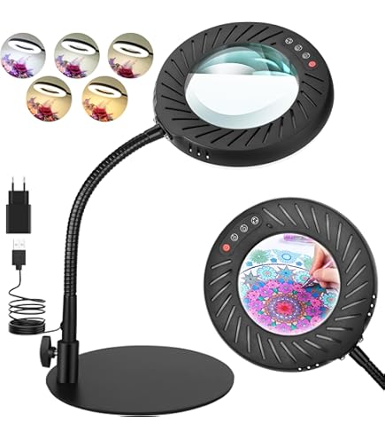 Voarge 5-Fach Handlupe Mit LED Licht - Zusammenklappbar Mit Tischständer