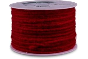 KragoART: Wolldocht, Wollschnur 4 mm Breit - 80 Meter auf Plastikrolle, Bastelwolle Zum Dekorieren von Gefäßen und Gestecken, Beliebt in der Floristik (rot)