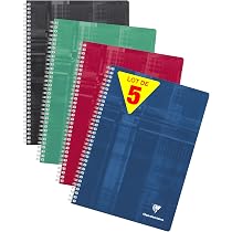 5 Carnets Spirale Clairefontaine 11x17cm - 180 Pages Petit Carreaux - Papier 90g - Made France