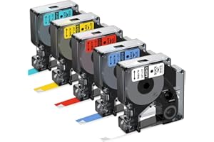 Upwinning Compatible Dymo D1 Ruban 9 mm x 7 m pour Dymo LabelManger 160 LM280 360D 420P, Recharge Dymo D1 9 mm x 7 m Ruban, D1 40913 40916 40917 40918 40919, D1 Ruban 9mm Blanc Bleu Rouge Jaune Vert