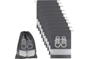 GENZYRE Shoe Bag Travel Shoe Bag with Transparent Window Waterproof Dustproof Fleece Shoe Bag Set Dust-Repellent Shoe Bags, gray, travel bag