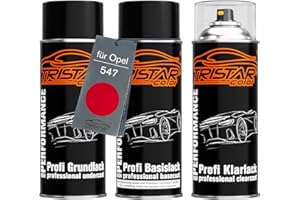 TRISTARcolor Autolack Spraydosen Set für Opel 547 Magmarot/Flame Red Grundlack Basislack Klarlack Sprühdose 400ml