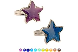 Carykon 2 PCS Oval Mood Ring Retro Style Adjustable Finger Ring for Lovers Friends-One Size fits All