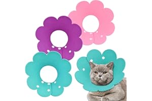 Amexo 3 Stücke Katze Schutzkragen Soft Halskrause Katzen Halsband Anti Biss Halskragen Katze Schützender Kragen für Katzen Welpen M (Rosa, blau, lila, M)