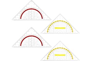 Vicloon Geodreieck, 4 Stück Geometrie Dreieck Lineal Set, Transparent Geodreieck mit Griff, 16cm Zeichendreieck Winkelmesser Set Plastik Geometriedreieck für Studenten Büro Designer Malerei Schule