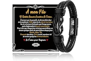 SUNSH Idee Cadeau Homme Cadeau Fils Cadeau Saint Valentin pour Homme Bracelet Cuir Homme Fils Cadeau Anniversaire pour Fils Homme Mari Petit Ami Couple Saint Valentin Cadeau Noel Homme