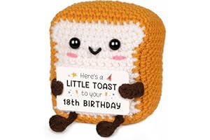 CheriGift 18th Birthday Gifts for Girls Boys, Handmade Emotional Support Crochet Toast with Pun Card, Adorable Home Decor Gifts for 18 Years Old Friend Sister Brother Daughter Son Tennage Boy Girls